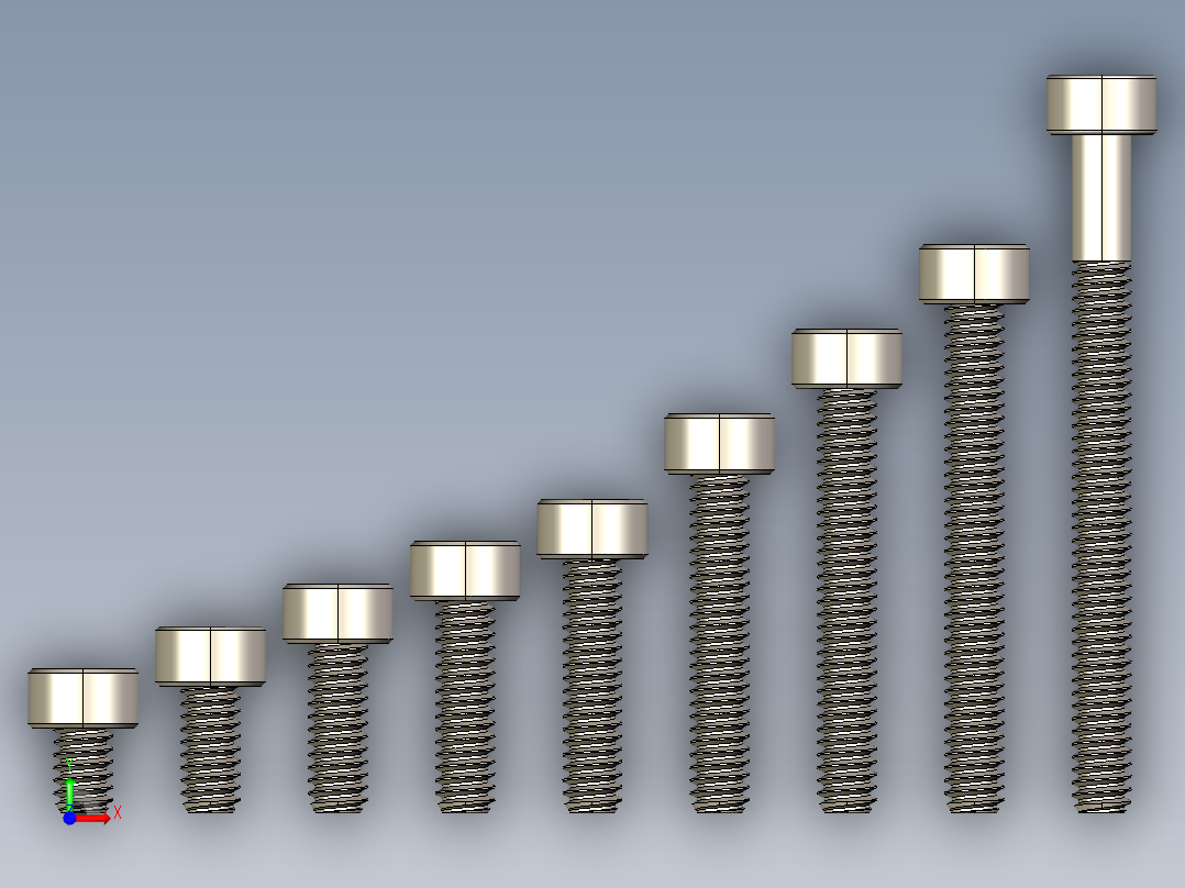 M1.4公制内六角螺钉汇总前视图