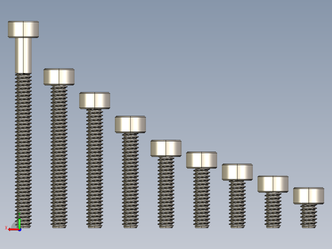 M1.4公制内六角螺钉汇总后视图