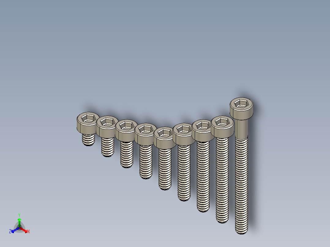 M1.4公制内六角螺钉汇总正等轴测图