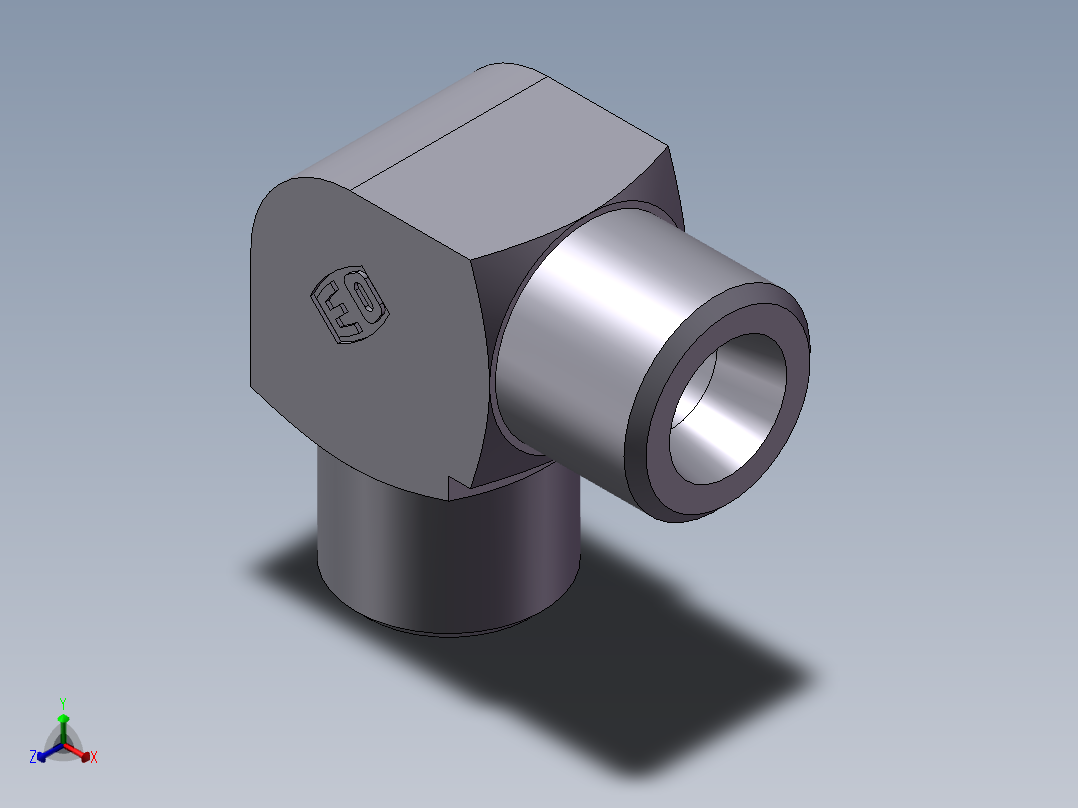 弯接头-W、1D9-16正等轴测图