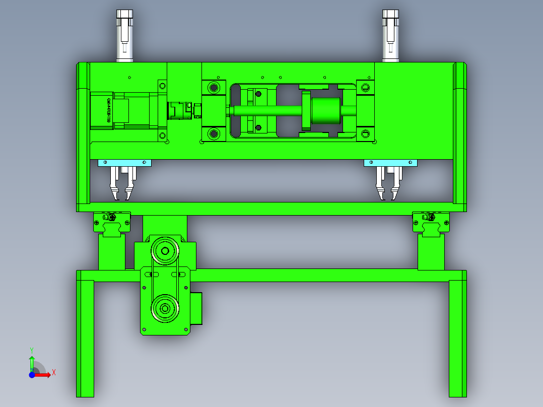 多轴移动的双工位取料机构前视图