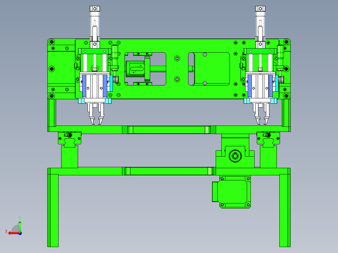多轴移动的双工位取料机构后视图