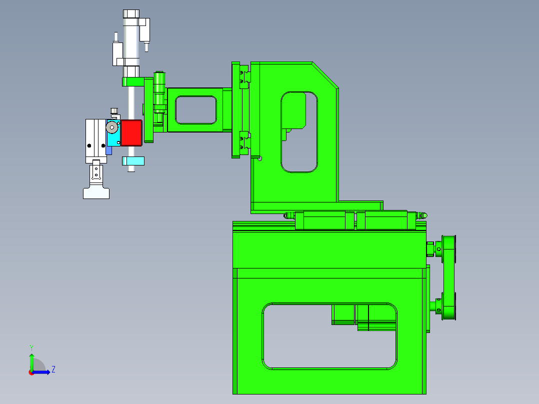 多轴移动的双工位取料机构左视图