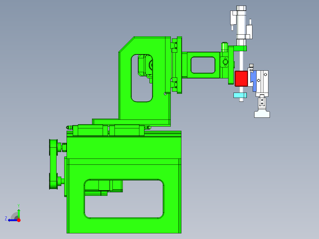多轴移动的双工位取料机构右视图