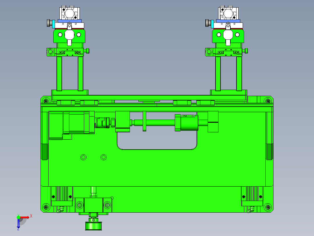 多轴移动的双工位取料机构俯视图