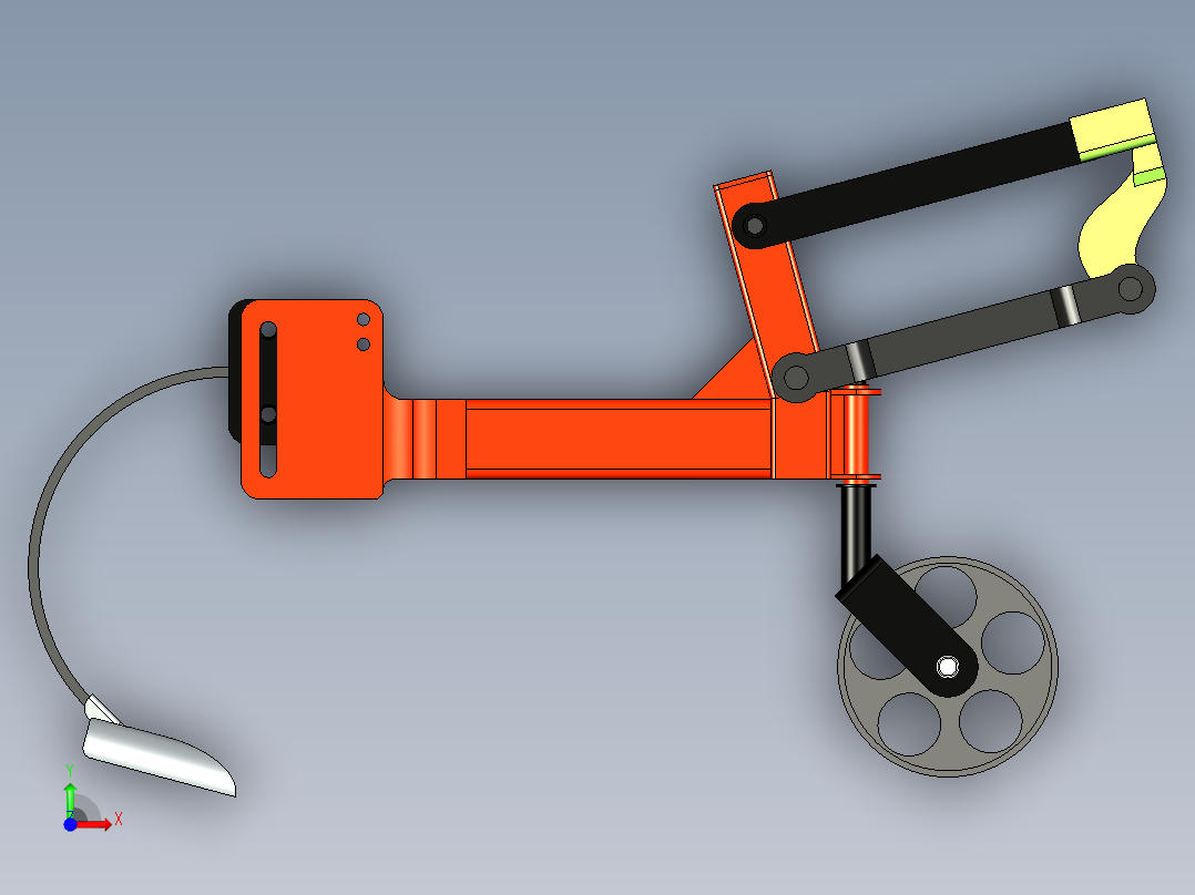 中耕机平行四杆仿形机构设计前视图