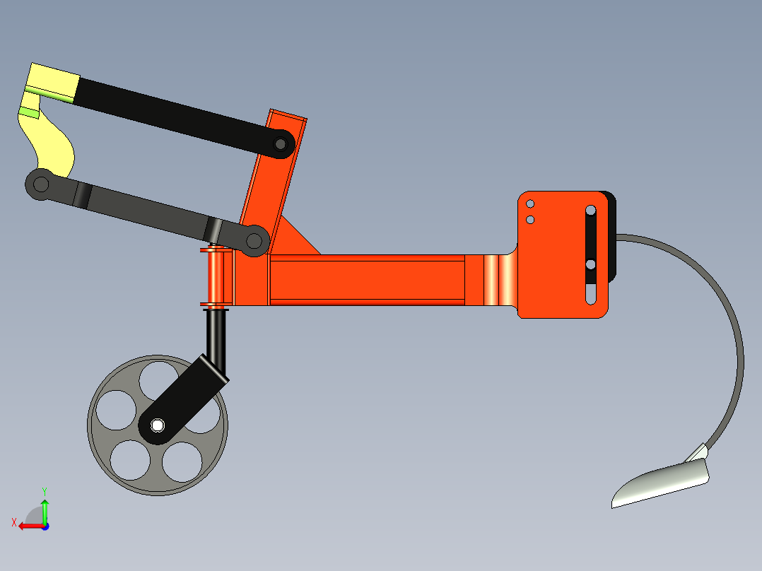 中耕机平行四杆仿形机构设计后视图