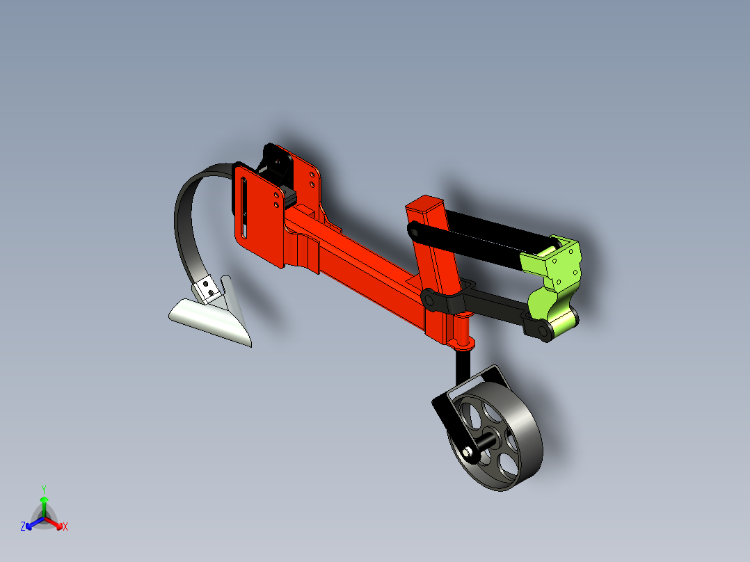 中耕机平行四杆仿形机构设计正等轴测图