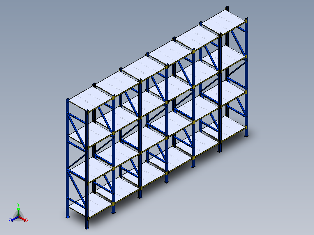 货架、仓库轻型货架正等轴测图