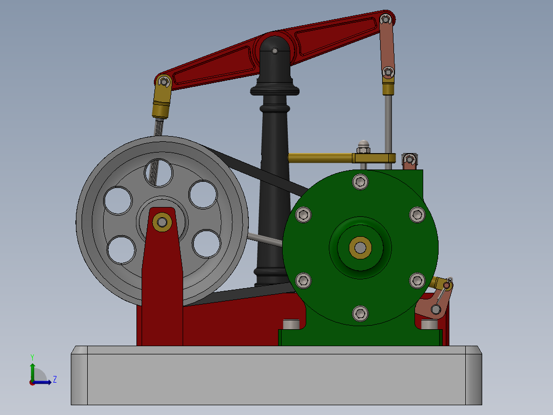 卧式离心泵微型蒸汽机miniature-steam-engine-模型格式为 -sw左视图