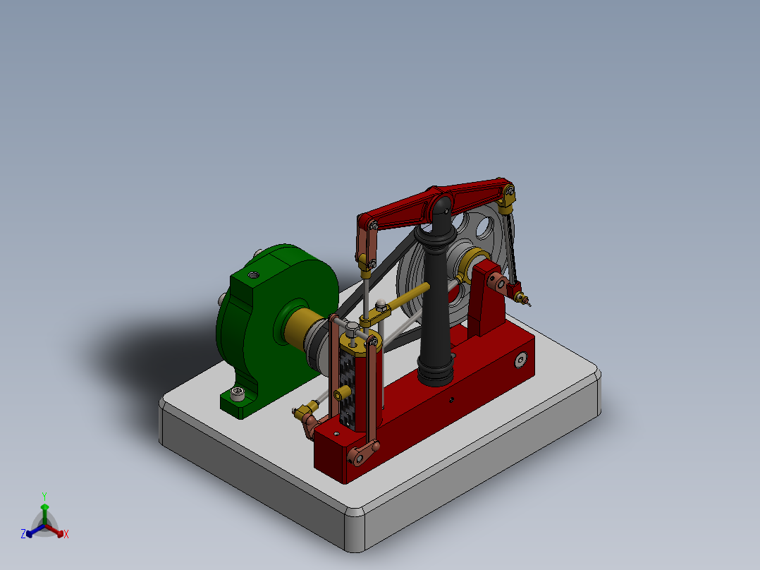 卧式离心泵微型蒸汽机miniature-steam-engine-模型格式为 -sw正等轴测图