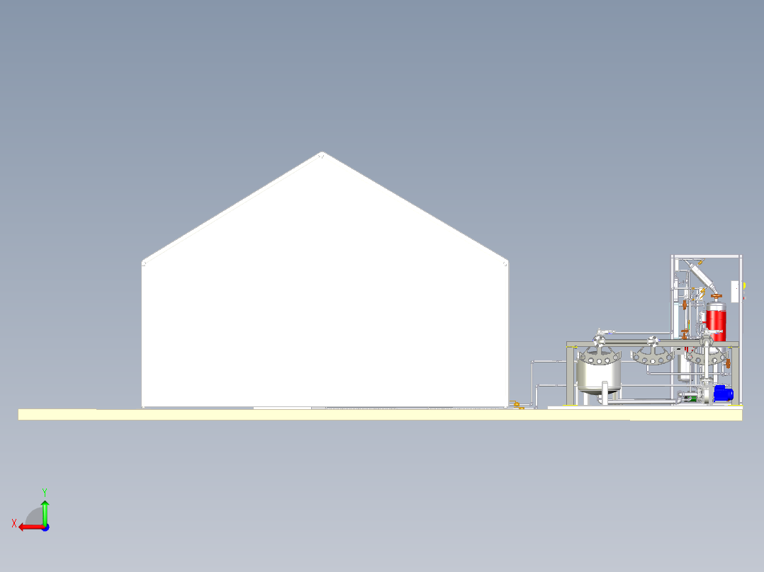 温室吸收太阳能后视图