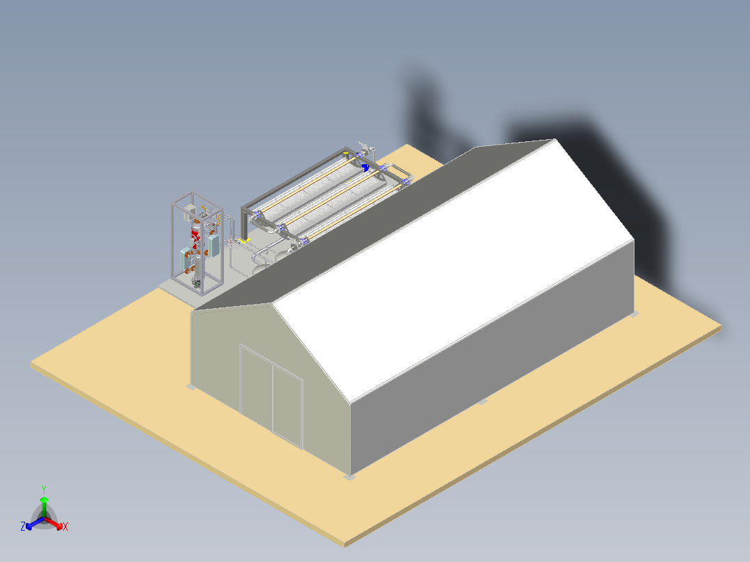 温室吸收太阳能正等轴测图