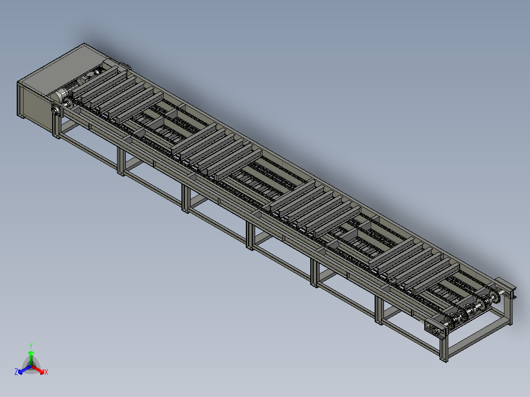 滚子链输送线及输送装置正等轴测图