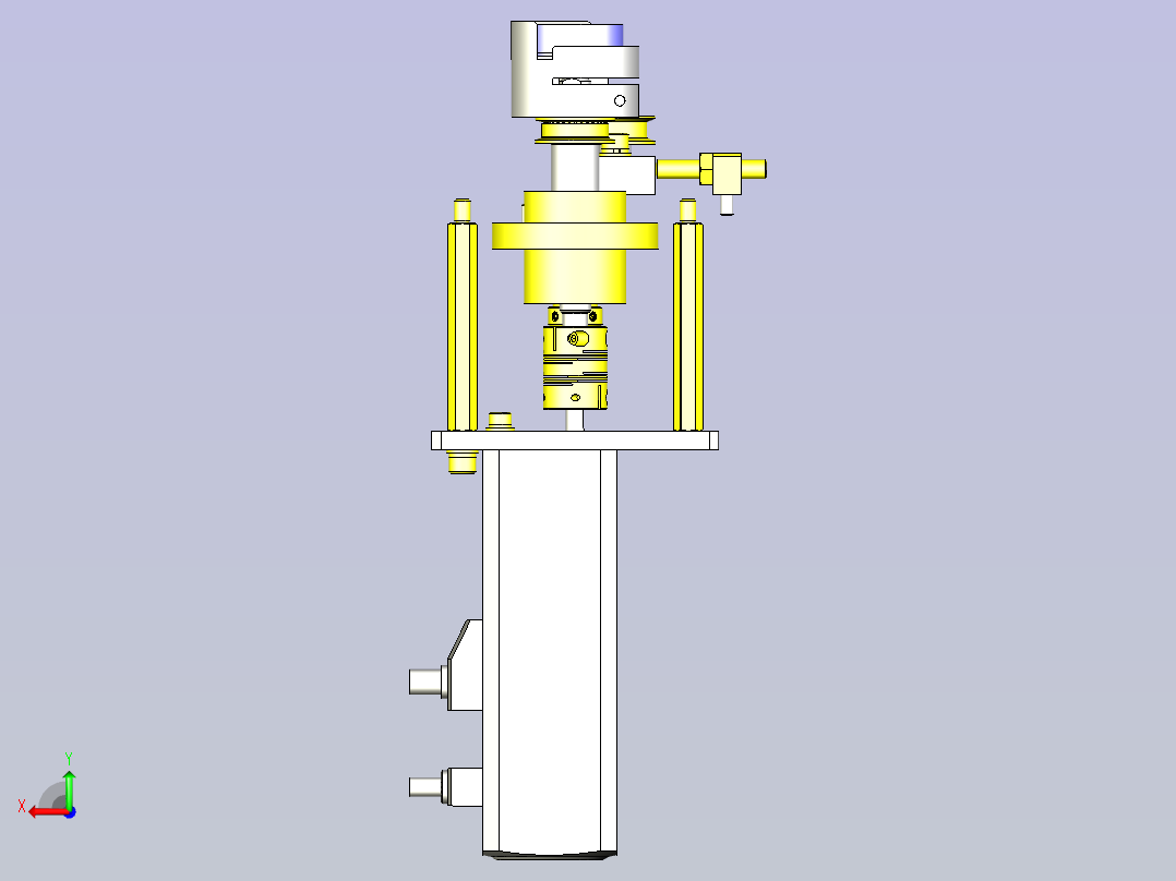 一款工件任意角度旋转机构3D模型后视图