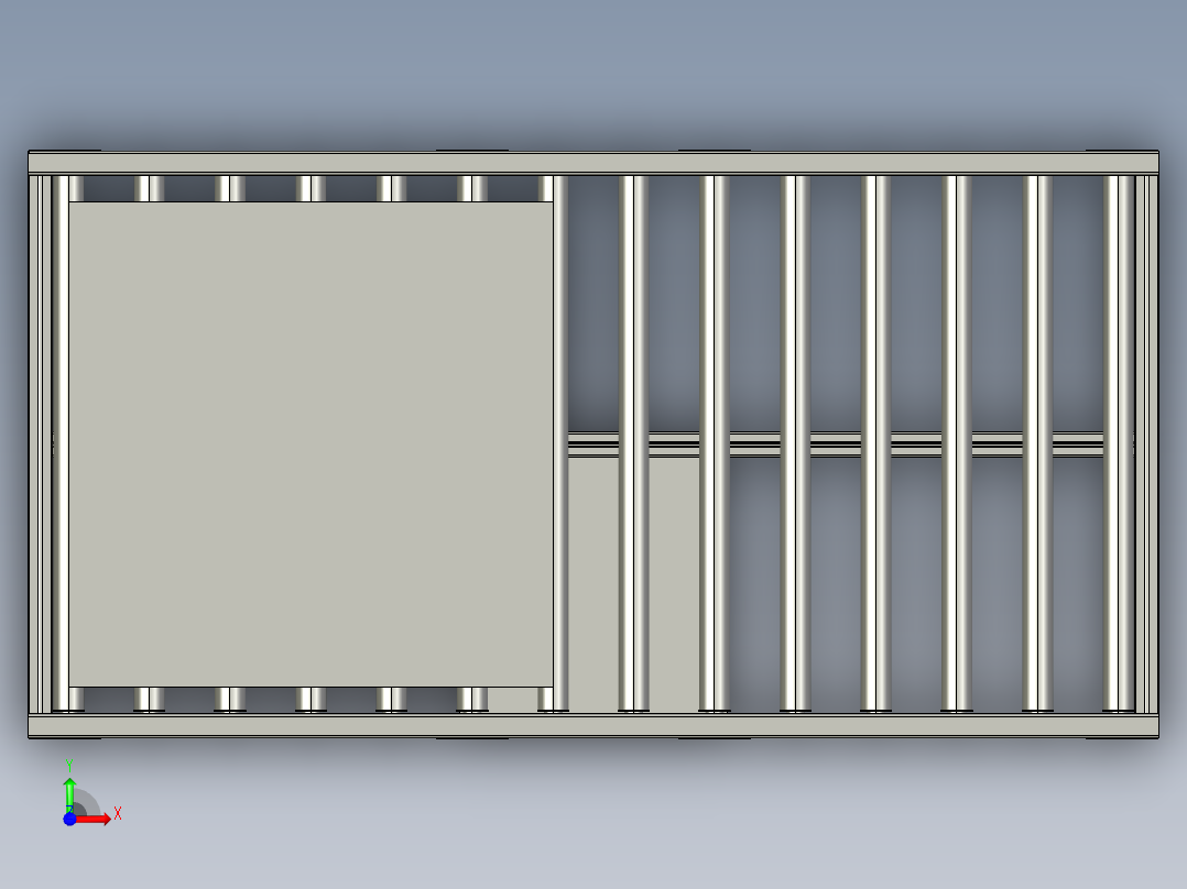 简易辊筒输送线3D数模图纸 STP格式前视图