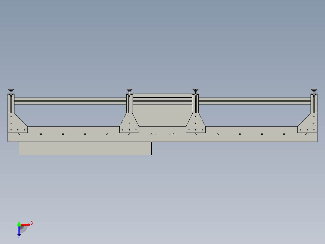 简易辊筒输送线3D数模图纸 STP格式俯视图