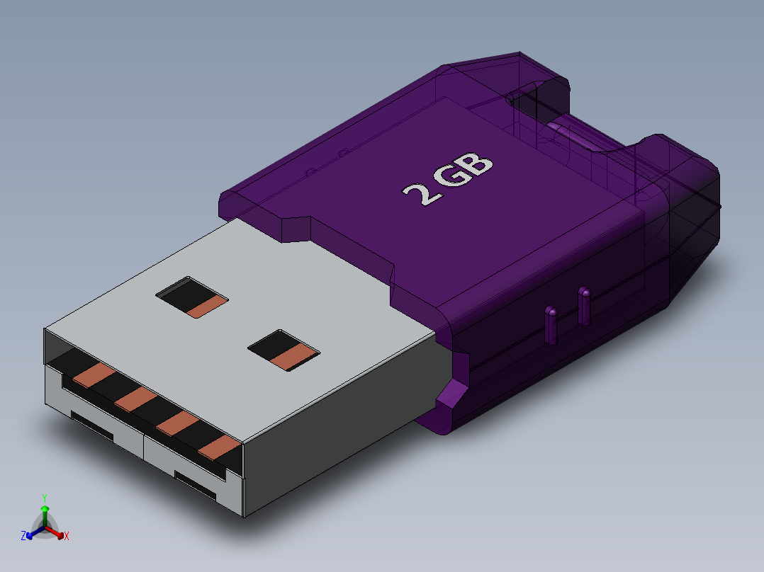 solidworks 2GB U盘3D模型正等轴测图