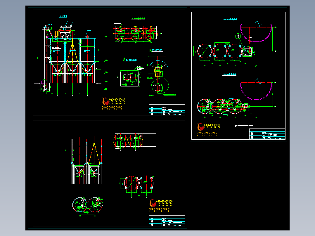 120万吨水泥粉磨站散装平、立面总图(三张)