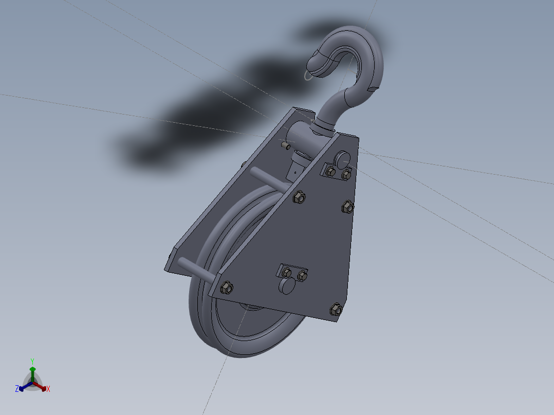 起重机钩组装滑轮SW2010正等轴测图