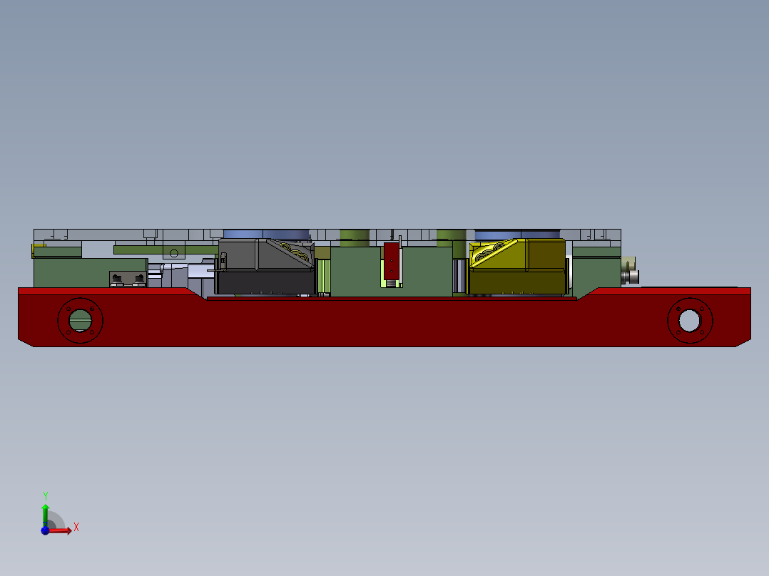 货叉抱夹结构3d图纸 货叉夹紧机械sw结构 车辆抱紧结构3d三维模型前视图
