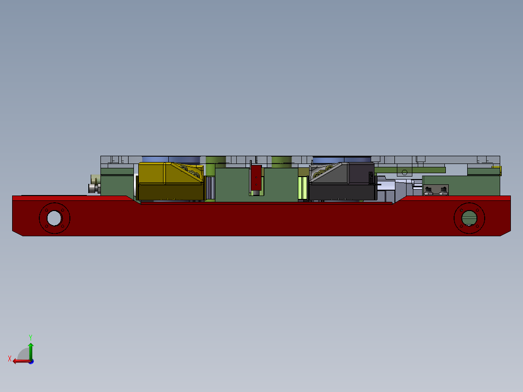 货叉抱夹结构3d图纸 货叉夹紧机械sw结构 车辆抱紧结构3d三维模型后视图