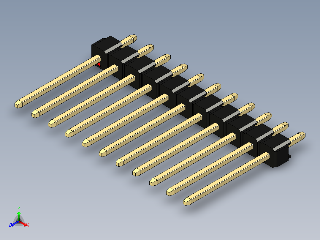 彩色公头100mil（2.54mm）系列-DS1021_black_1x11p_100mil_Type5_rev1.0主视图