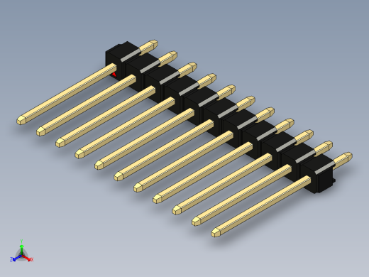 彩色公头100mil（2.54mm）系列-DS1021_black_1x11p_100mil_Type5_rev1.0