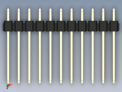 彩色公头100mil（2.54mm）系列-DS1021_black_1x11p_100mil_Type5_rev1.0俯视缩略图