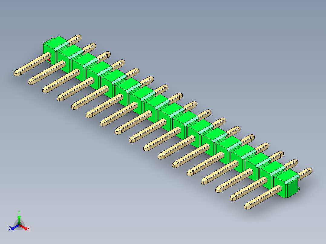 彩色公头100mil（2.54mm）系列-DS1021_green_1x17p_100mil_Type1_rev1.0主视图