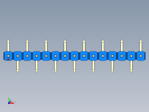 彩色公排针 100mil 2.54mm 系列-DS1022_blue_15p_100mil_Type_SMT_R1_rev1.0前视缩略图