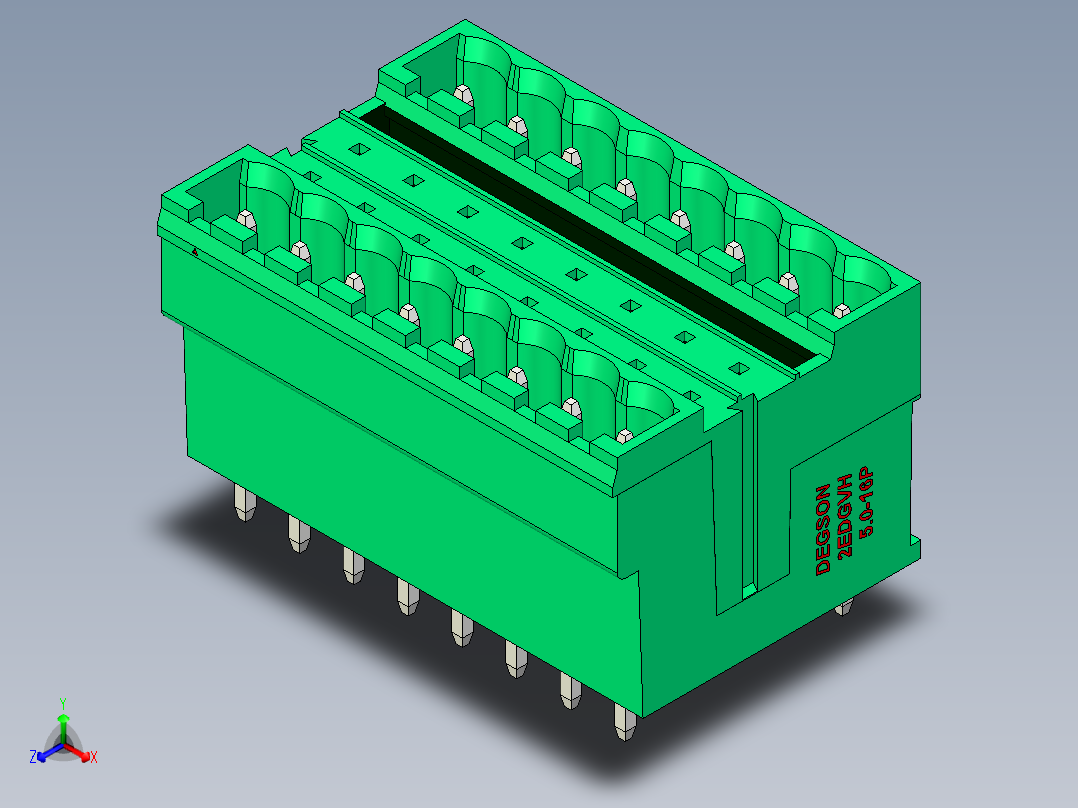 DEGSON 2EDG 系列 5.0mm 可插拔接线端子组-2EDGVH-5.0-16P-14-00AH主视图