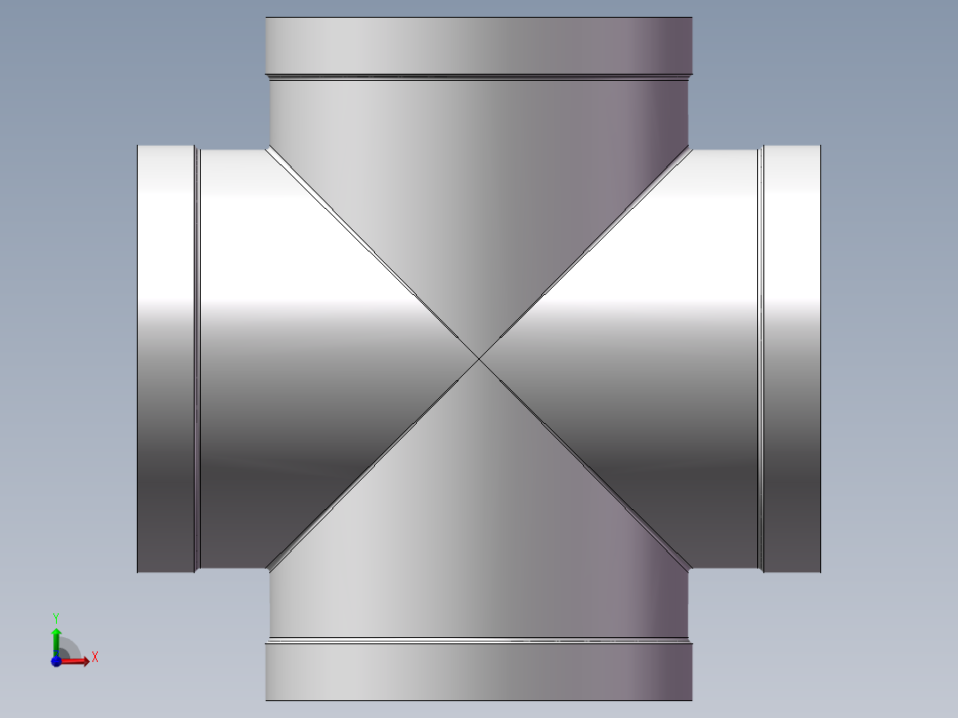 四通-等径内丝 DN80前视图