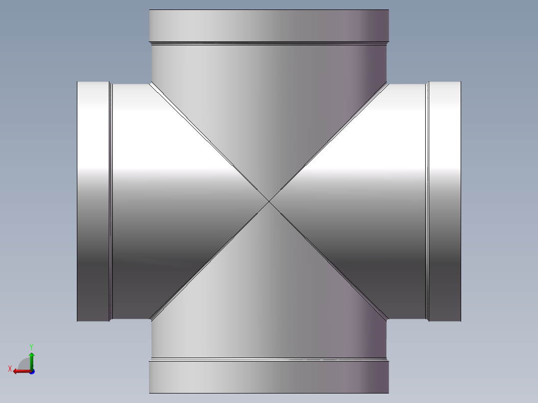 四通-等径内丝 DN80后视图