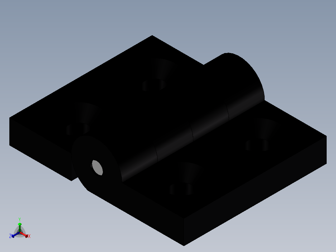 合页HFC16-45（外形尺寸55-45 孔距32.5-24）正等轴测图