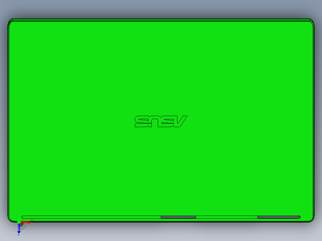 平板背壳铣挂点+logo编程程序模型俯视图