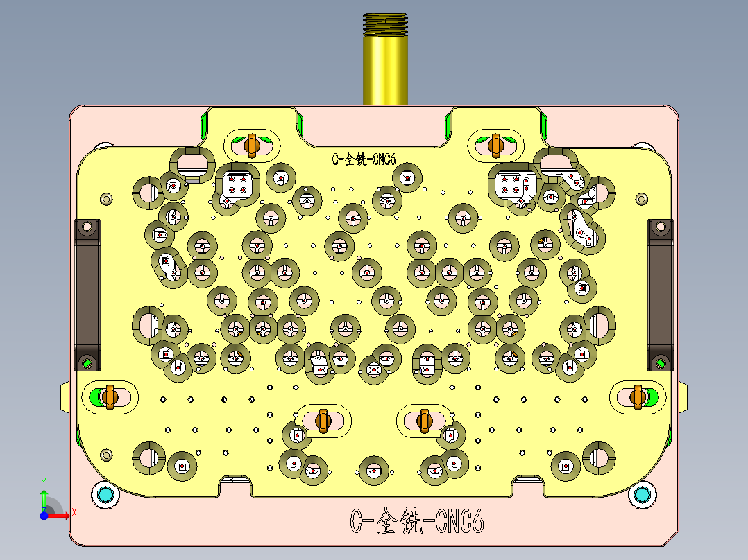 铝制笔记本C壳键盘孔攻牙治具模型前视图