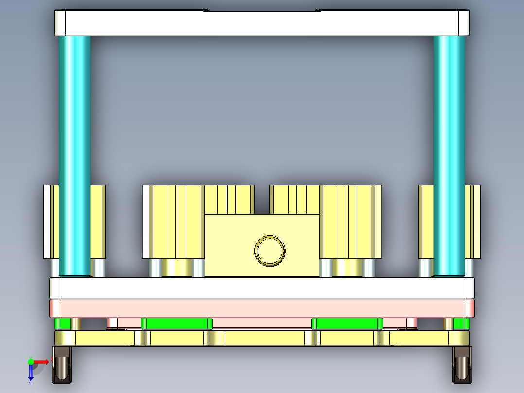 铝制笔记本C壳键盘孔攻牙治具模型俯视图