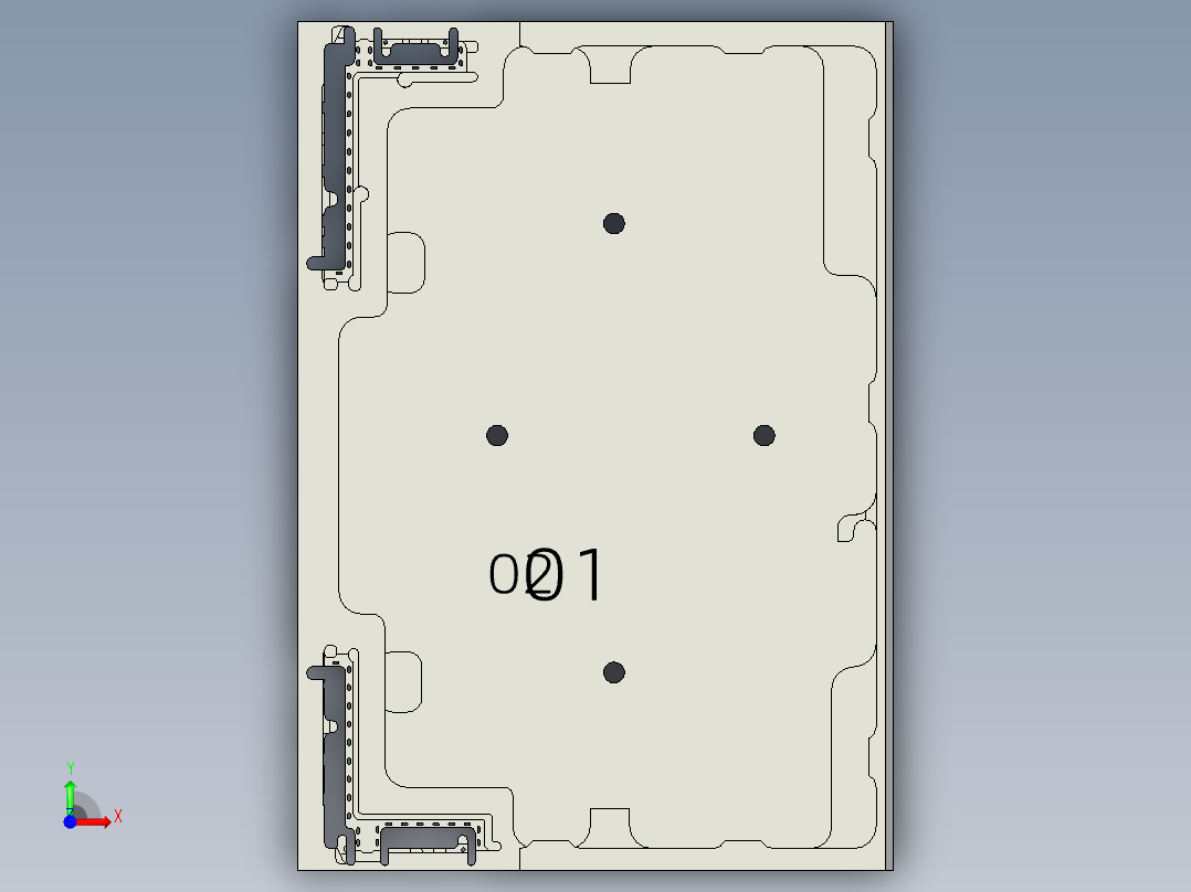包胶版笔记本外壳粗铣内腔程序模型前视图