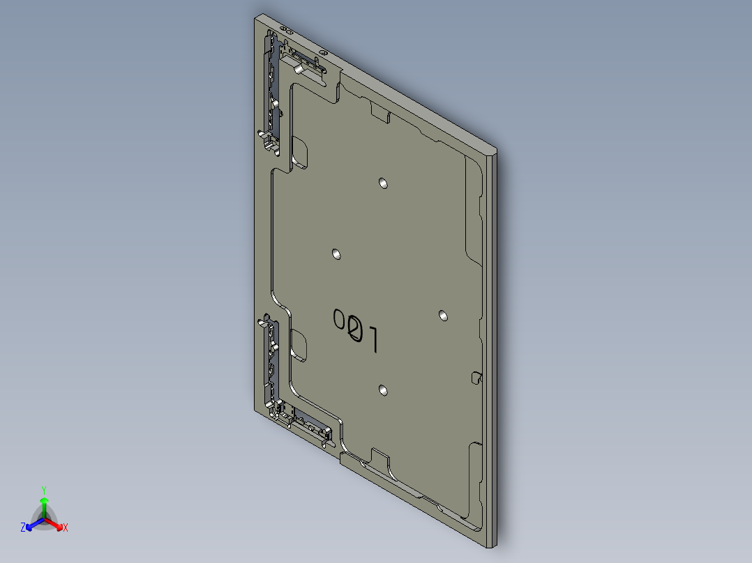 包胶版笔记本外壳粗铣内腔程序模型正等轴测图