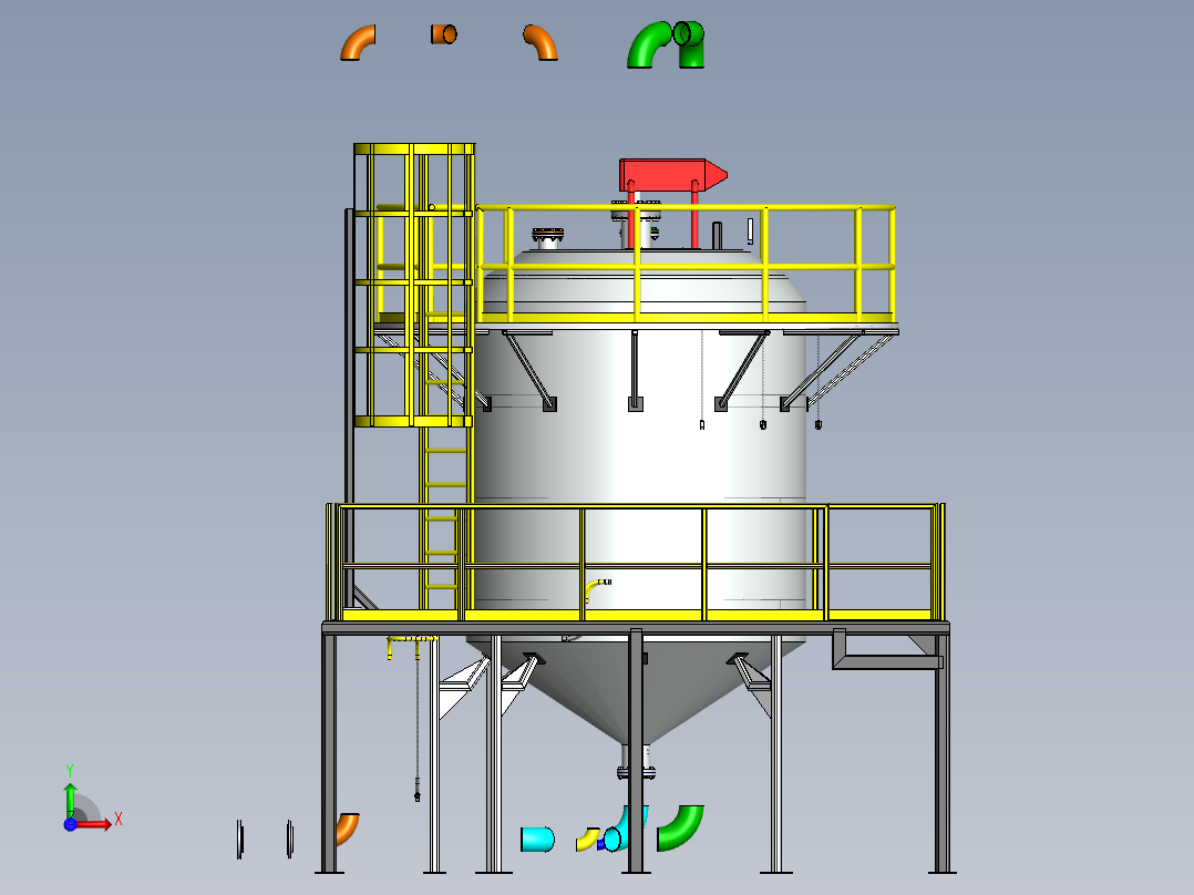压力容积、搅拌容器平台前视图