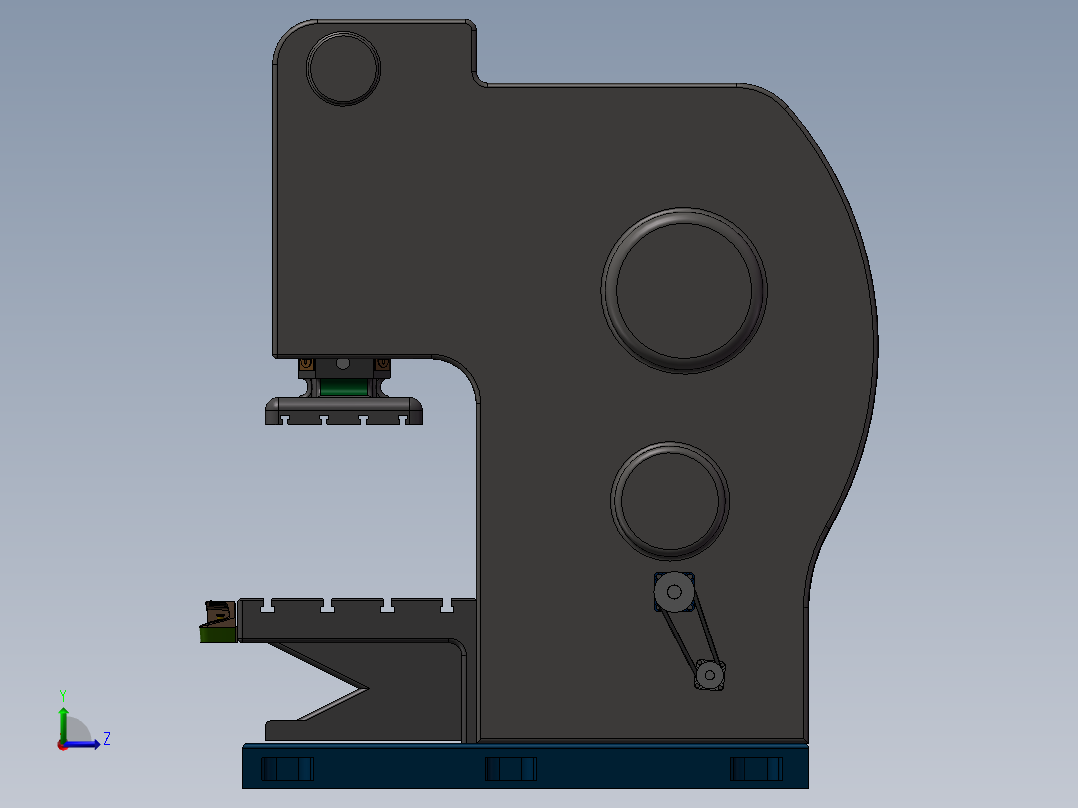 机械冲床设计（含三维SW模型+CAD图纸+说明书）左视图