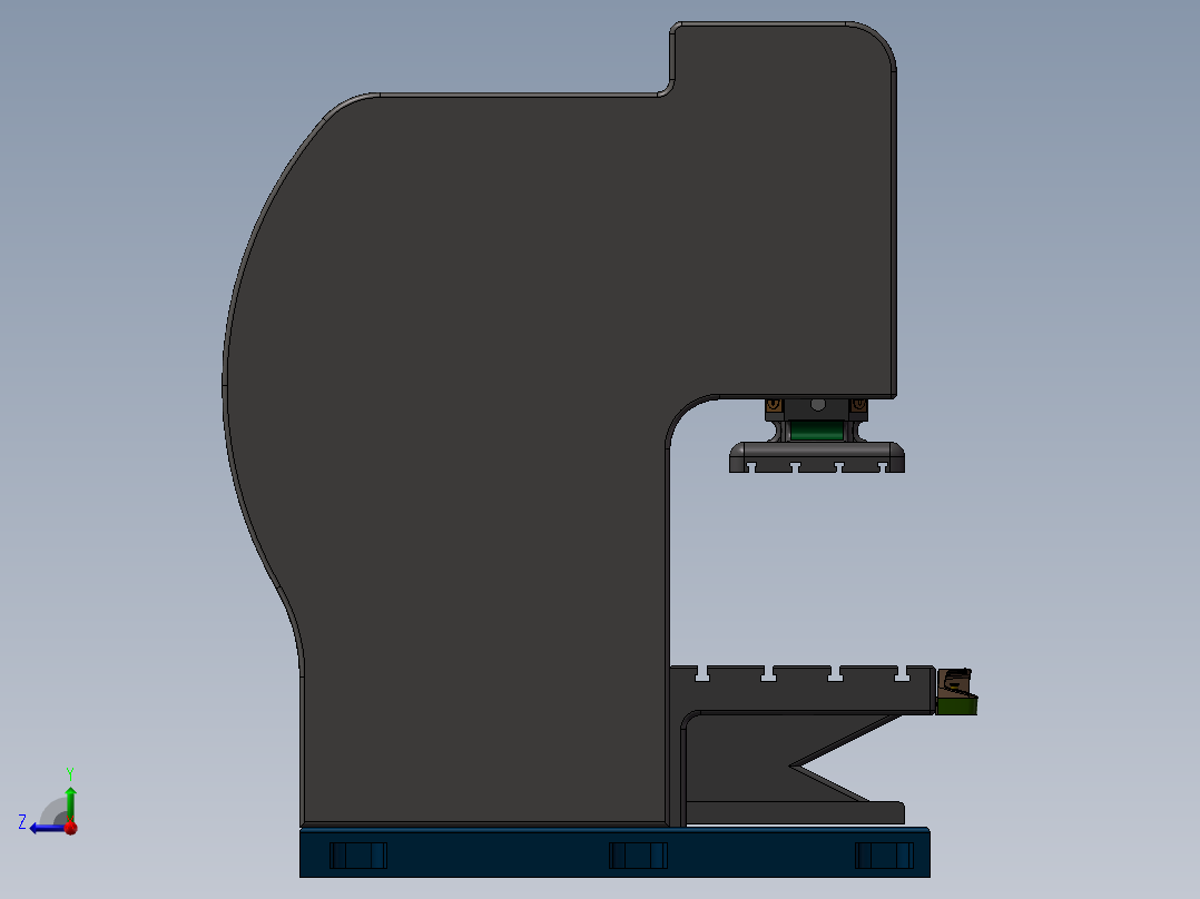 机械冲床设计（含三维SW模型+CAD图纸+说明书）右视图