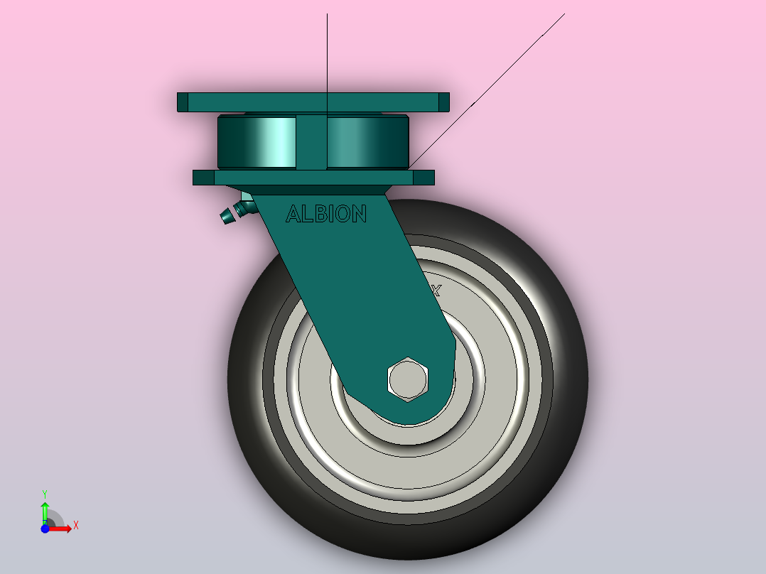 旋转支架-双轮ALBION 115AX062脚轮前视图