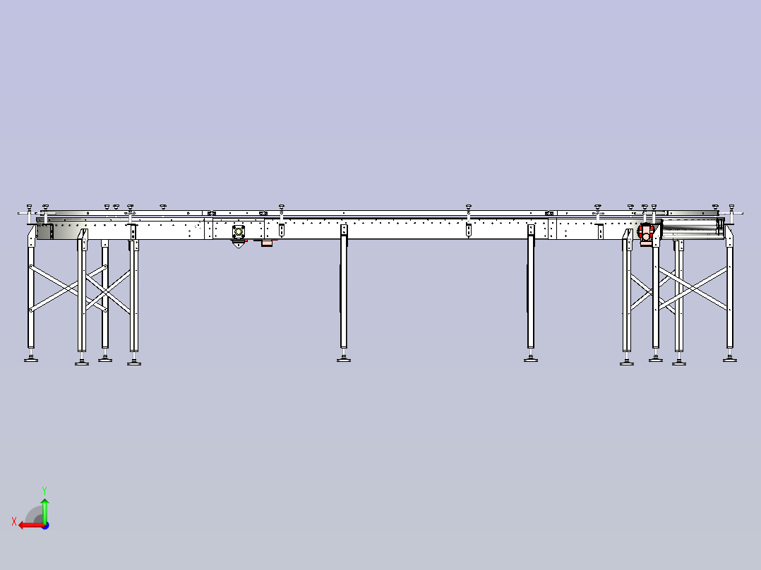 S形转弯滚筒输送线3D模型后视图