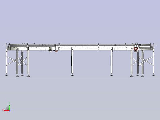 S形转弯滚筒输送线3D模型后视缩略图