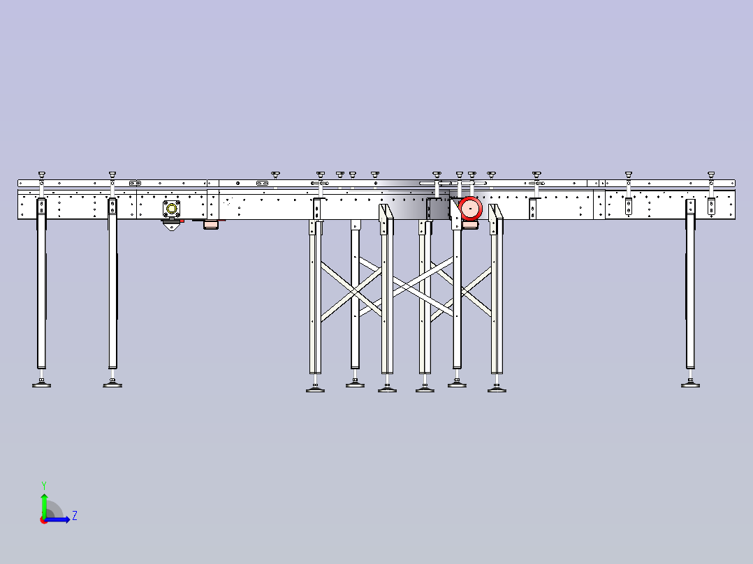 S形转弯滚筒输送线3D模型左视图