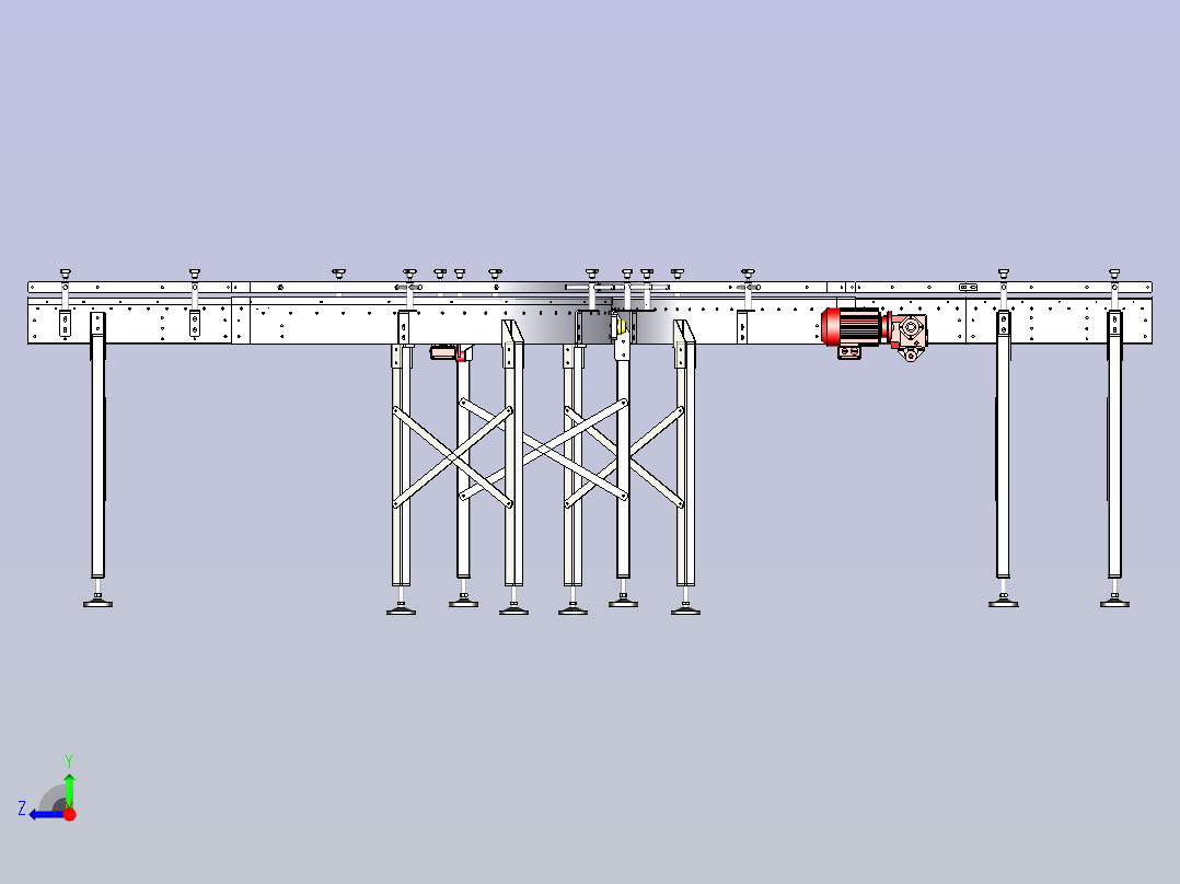 S形转弯滚筒输送线3D模型右视图