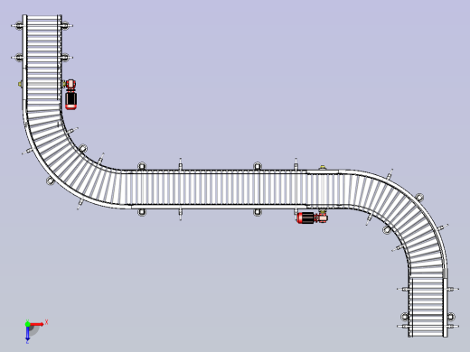 S形转弯滚筒输送线3D模型俯视缩略图