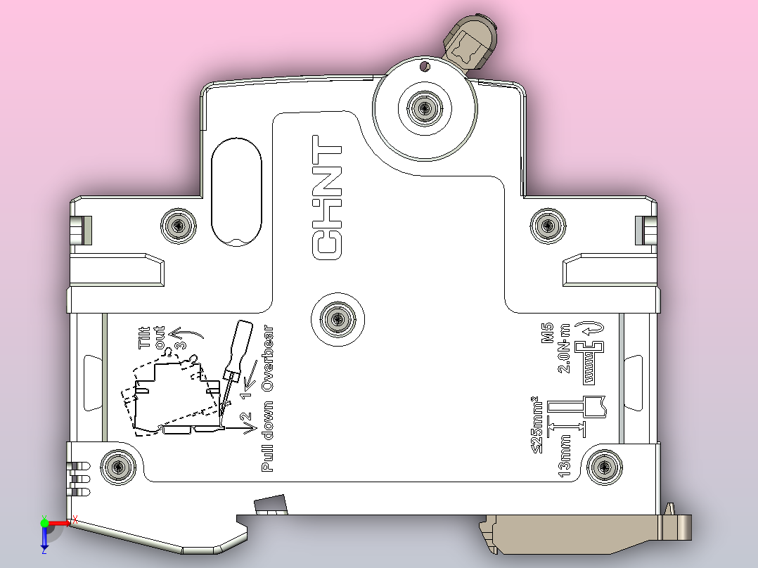 NB8-63 1P&amp;N小型断路器三维模型202307俯视图